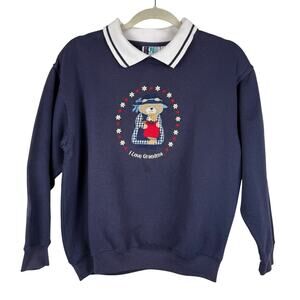 Vintage Bolo Spirit Embroidered I ❤️ Grandma Crewneck Collar Sweater - Medium